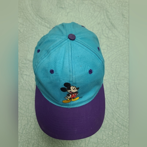 Disney Mickey Mouse Unlimited, Teal and Purple Snapback Baseball Hat Cap 90's - Picture 9 of 11